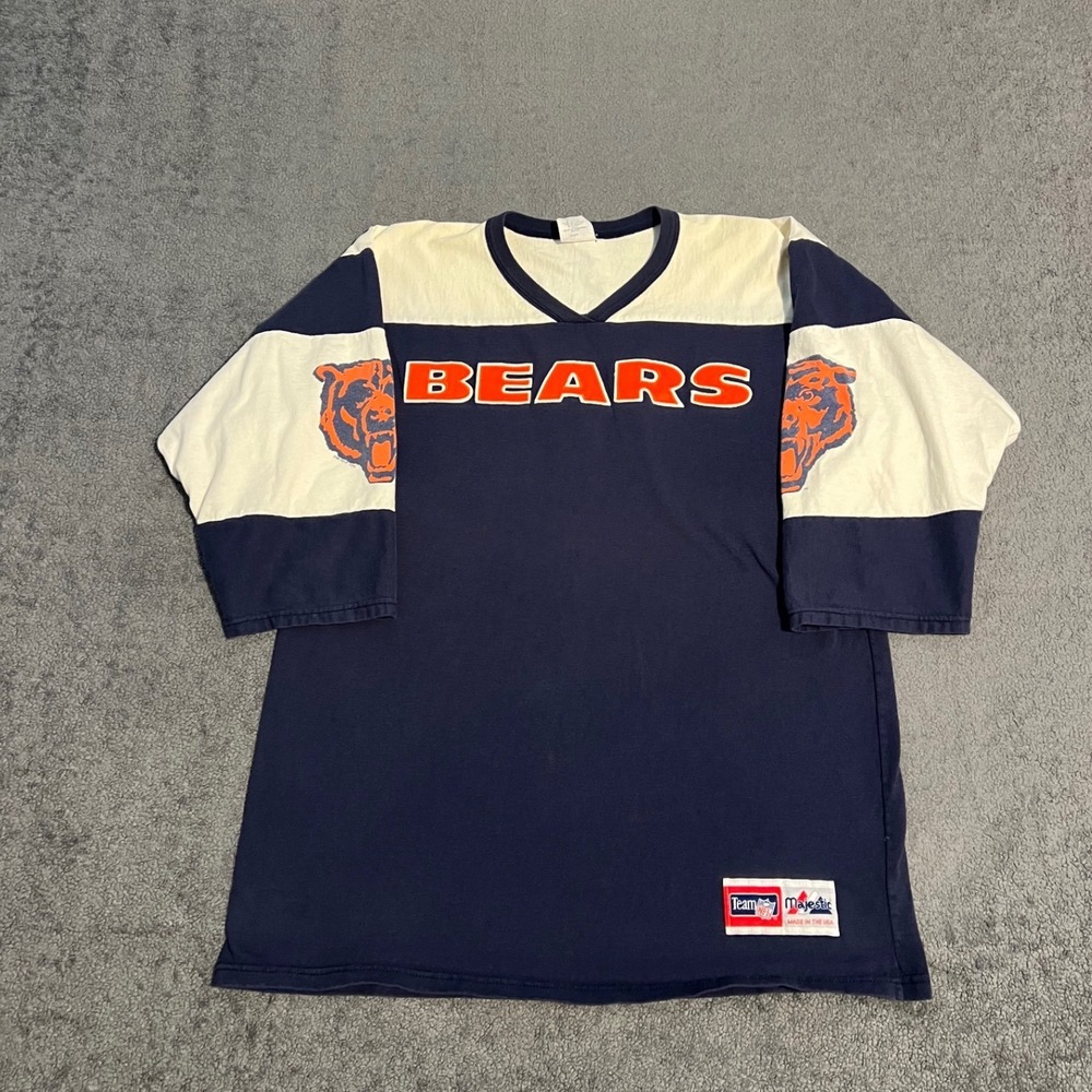 Vintage Majestic Chicago Bears NFL Jersey Shirt Navy Blue White XL Made in USA